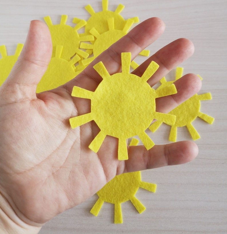 Felt sun, shapes for craft projects, scrapbooking decorations image 2