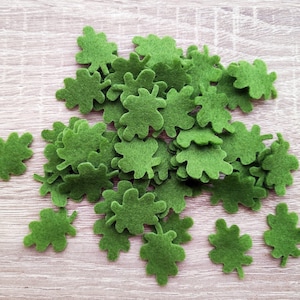 Green felt leaves, small felt shapes, felt foliage, die cuts embellishment, floral craft