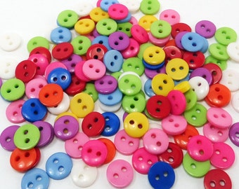 Bouton en plastique en couleurs mélangées, taille 11mm et deux trous, boutons ronds pour la couture, boutons plats pour l’artisanat