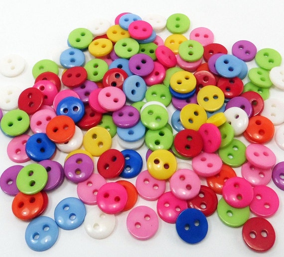 Plastic Button in Mixed Colors, Size 11mm and Two Hole, Round