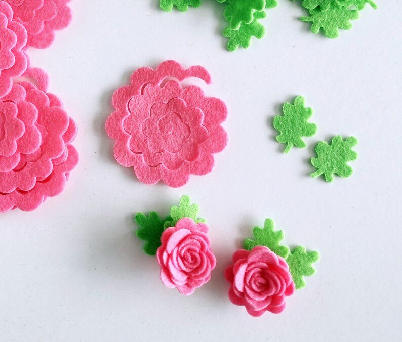 Felt Flowers and Leaves Create Your Flowers Rolled Flowers Etsy