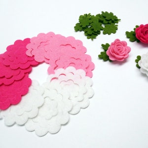 Felt flowers and leaves set, Unassembled rosettes, Die cuts for diy projects, Felt shapes for crafts image 8