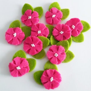 Felt applique, Small applique, Floral Embellishment, Craft Supplies, 10 pieces