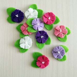 Small felt applique, Flower embellishment, Craft Supplies