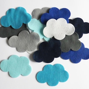 Felt clouds, pre cut felt shape, scrapbooking and party supply, craft embellishments,