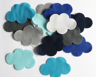 Felt clouds, pre cut felt shape, scrapbooking and party supply, craft embellishments,