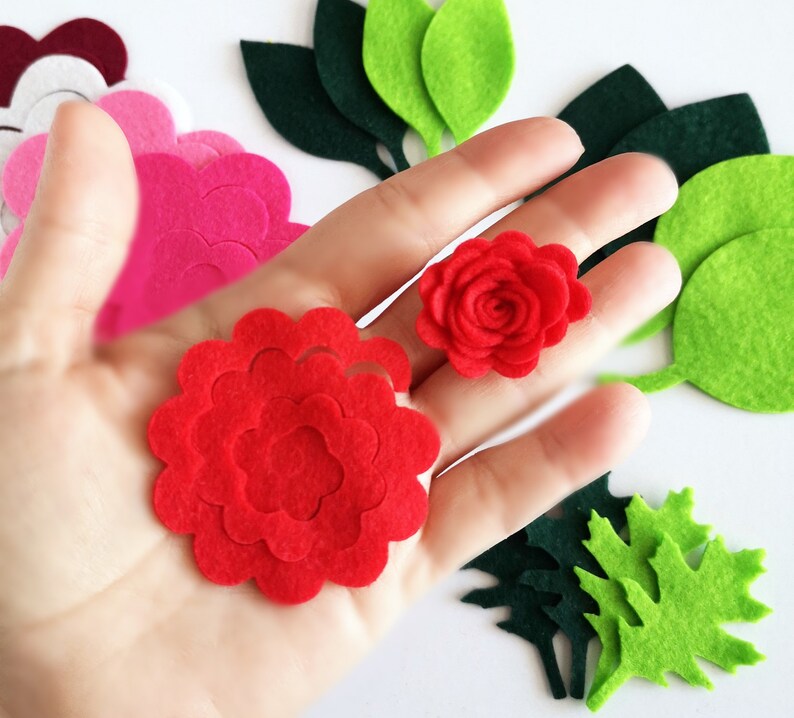 Felt Flowers and Leaves Set Headband Supplies Etsy UK