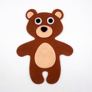 Make your own felt bear, die cuts animal, craft embellishments, woodland party favors