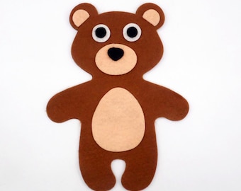 Make your own felt bear, die cuts animal, craft embellishments, woodland party favors