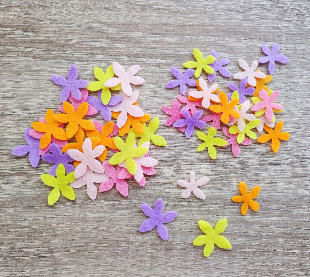 Small Felt Flowers, Felt Shapes for Spring Table Decor, Felt Cut Out