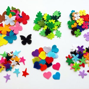 Confezione di forme assortite, feltro di colori misti, fustelle per scrapbooking, forme miste in feltro per abbellimenti artigianali, 280 pezzi in totale