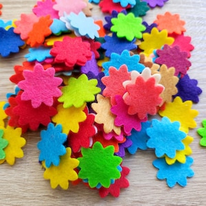 Felt shapes for party table decor, crafts embellishments, scrapbooking ornaments, small felt flowers