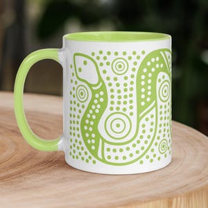 Aboriginal Monochrome Art Classic 11oz Ceramic Coffee/Tee Mug - Green, Snake