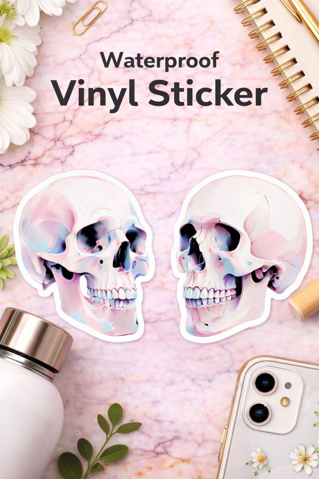 Skull Sticker - Waterproof Vinyl Decal - Etsy