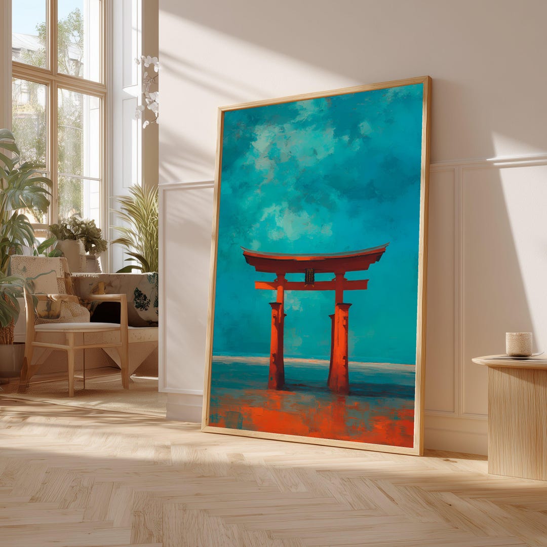 Traditional Japanese Torii Gate Canvas, Abstract Red Shrine Art ...