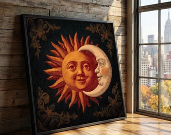 Vintage Sun & Moon Wall Plaque – Celestial Boho Decor, 8.25" X 9" - Etsy