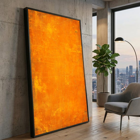 Bold Orange Abstract Canvas, Vibrant Color Wall Art, Modern Home Decoration, Large Statement Canvas, Minimalist Art Design #0802