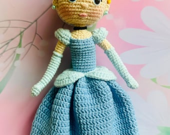 Crochet Princess, Hand-Stitched Amigurumi Collectible, Boutique Nursery Plush, Jasmine, Moana, SWhite, Cinderella, Rapunzel, Keepsake Doll