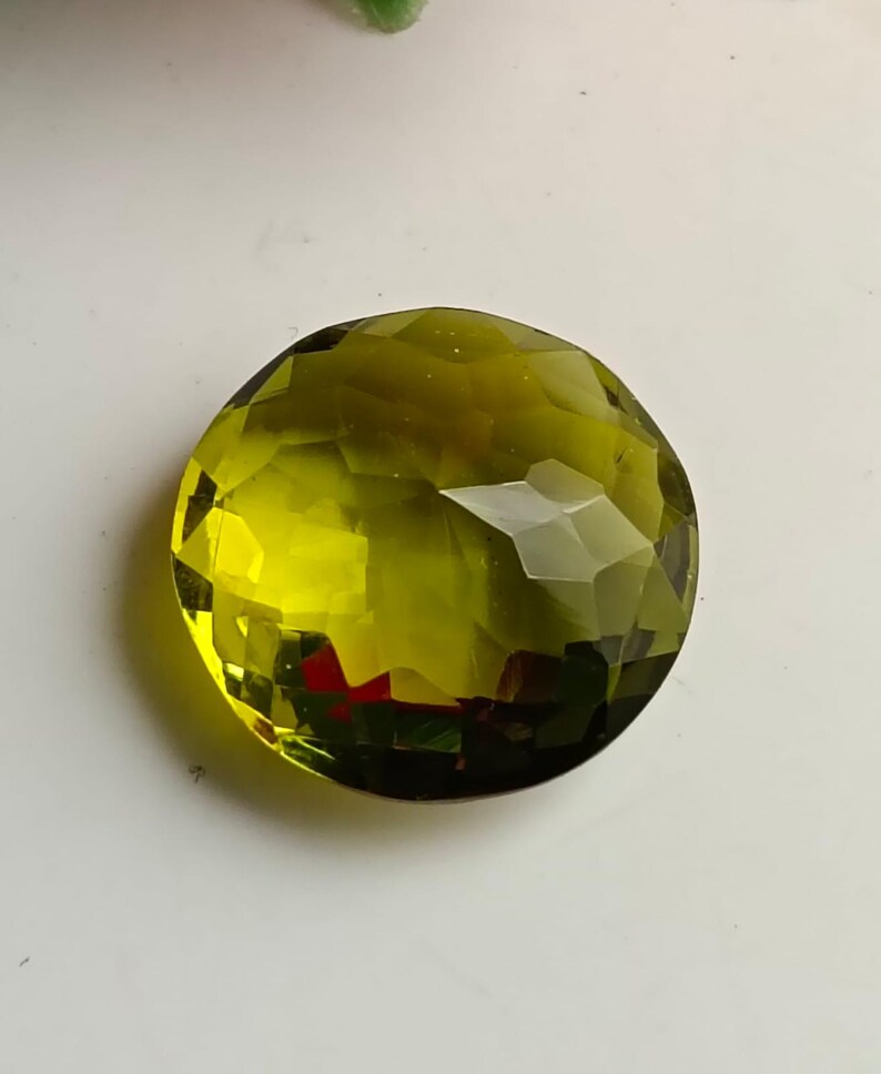 Green Topaz Oval Shape Lab Gemstone (16x16x9mm) | Necklace Jewelry ...
