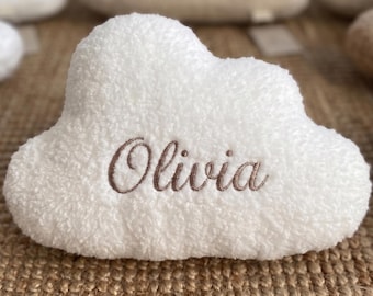 Cuscino a forma di nuvola fatto a mano, con ricamo personalizzato del nome, morbido complemento d'arredo per la cameretta dei bambini.