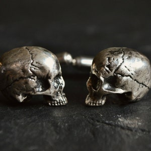 Realistic Skull Cufflinks Sterling Silver Mens Groomsmen Wedding Cufflinks Best Man Gift Luxury Father's Day Memento Mori Cufflinks