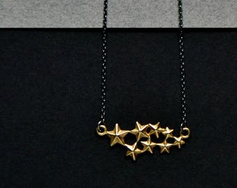 Gold star necklace, Dainty  constellation Necklace, Sterling Silver & 14k Gold plated, galaxy universe space necklace