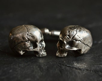 Realistic Skull Cufflinks Sterling Silver Mens Groomsmen Wedding Cufflinks Best Man Gift Luxury Father's Day Memento Mori Cufflinks