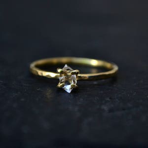 Solid 14k Gold Herkimer Diamond Ring, Herkimer Ring, Herkimer Diamond Engagement Ring, Solitaire Promise Ring Conflict Free image 2