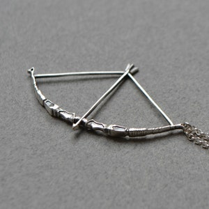 Bow and Arrow Necklace, Zodiac Necklace Sagittarius, Sterling Silver 925, Elven Jewelry Elvish, Medieval Jewelry, Huntress Archery Necklace