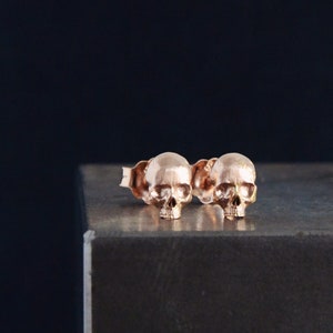 Skull Earrings Studs 14k Rose Gold Wedding Earrings