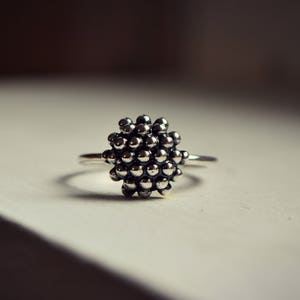 Particle Molecule Dandelion Ring Minimalist Sterling Silver Organic Biology Jewelry Modern Bubble Dot Granulation Ring image 1