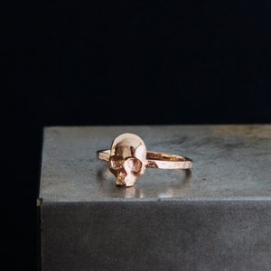 14k Rose Gold Skull Ring Gothic Wedding Ring Engagement Promise Ring