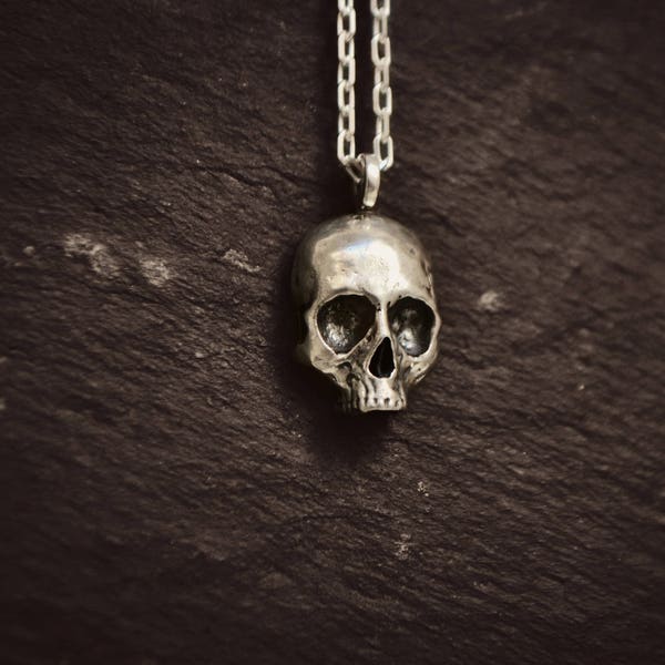 Collier tête de mort homme, collier tête de mort, collier motard squelette gothique en argent sterling tête de mort bijoux pour homme pour lui