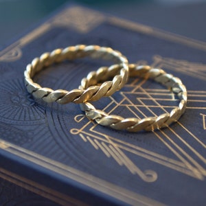 14k Gold Couples Ring Set Or Single Wedding Band Weaved Braided Rings, Matching His & Hers Rings Celtic Ring