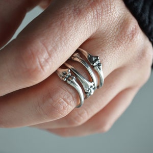 Bone Ring Wiccan Gothic Ring, Sterling Silver Gothic Jewelry, Bone Jewelry, Macabre Creepy Jewelry