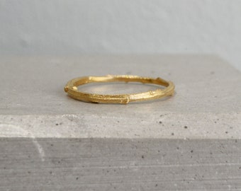 14k Gold Twig Engagement Ring Wedding Band Botanical Jewelry