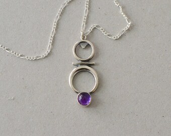 Sterling Silver Crescent Moon Necklace Amethyst Stone Necklace Healing Chakra Spiritual Jewelry Gemstone Pendant