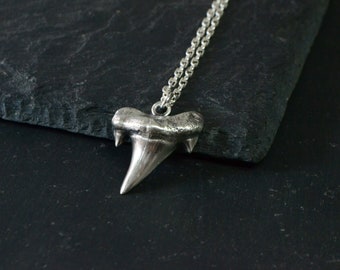 Sterling Silver, Surfer Necklace, Shark Tooth Necklace, Gift for Surf Lovers Husband Boyfriend, Beach Jewelry