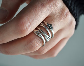 Bone Ring Wiccan Gothic Ring, Sterling Silver Gothic Jewelry, Bone Jewelry, Macabre Creepy Jewelry