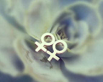 Feminist Earring Studs, Sterling Silver, Feminist Jewelry, Tiny Studs, Female Symbol Earrings, LGBTQ, Girl Power, Minimalist Studs