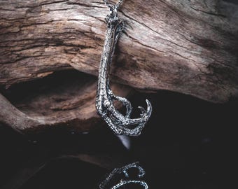 Large Claw Necklace Raven Foot Witch Talisman Pendant 925 Silver Macabre Occult Wiccan Jewelry