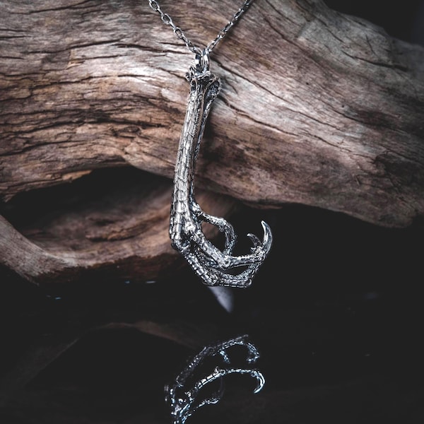 Large Claw Necklace Raven Foot Witch Talisman Pendant 925 Silver Macabre Occult Wiccan Jewelry