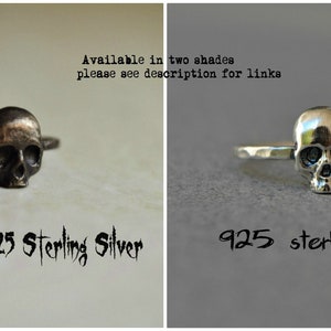 Gothic Skull Ring, Stacking Sterling Silver Goth Punk Jewelry Skeleton Ring Unisex Mens Ring ''Memento Mori'' image 5