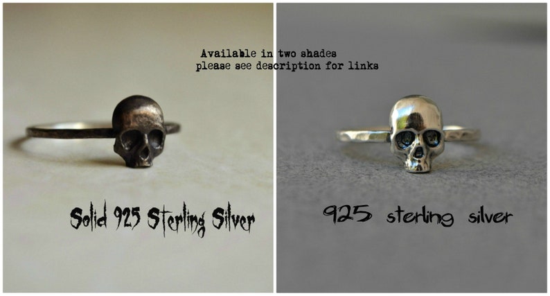 Gothic Skull Ring, Stacking Sterling Silver Goth Punk Jewelry Skeleton Ring Unisex Mens Ring ''Memento Mori'' image 5