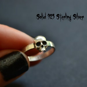 Anillo de cráneo, anillo de hombre, anillo de plata de ley, rockero, punk, motociclista, piratas, regalo fresco para papá imagen 3