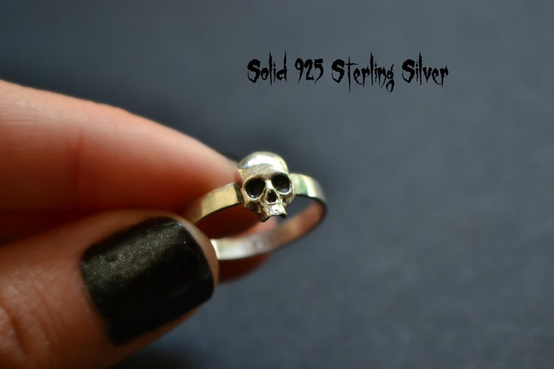 Anillo de cráneo, anillo de hombre, anillo de plata de ley, rockero, punk, motociclista, piratas, regalo fresco para papá imagen 3