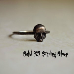 Gothic Skull Ring, Stacking Sterling Silver Goth Punk Jewelry Skeleton Ring Unisex Mens Ring ''Memento Mori'' image 4