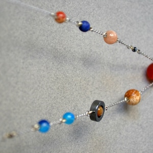 Planets Necklace, Solar System Necklace, Space Jewelry, Galaxy Necklace, Stainless Steel Chain Necklace Gemstones Geek Astronomy Astrology