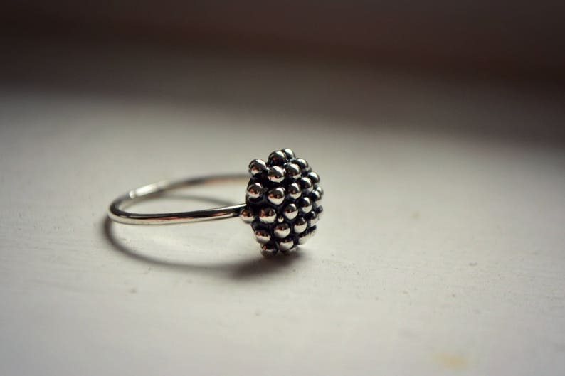 Particle Molecule Dandelion Ring Minimalist Sterling Silver Organic Biology Jewelry Modern Bubble Dot Granulation Ring image 2