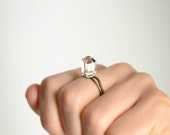 white quartz ring princess cut clear crystal ring gemstone pyramid ring adjustable hexagon